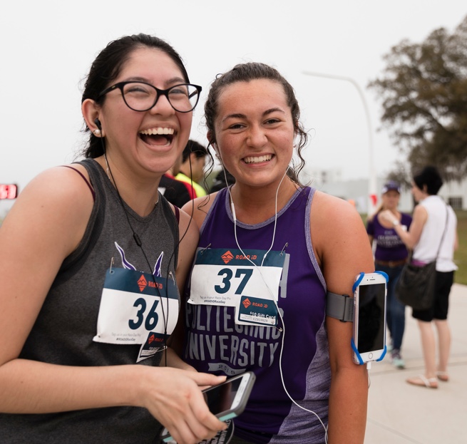 Two female students after running a race