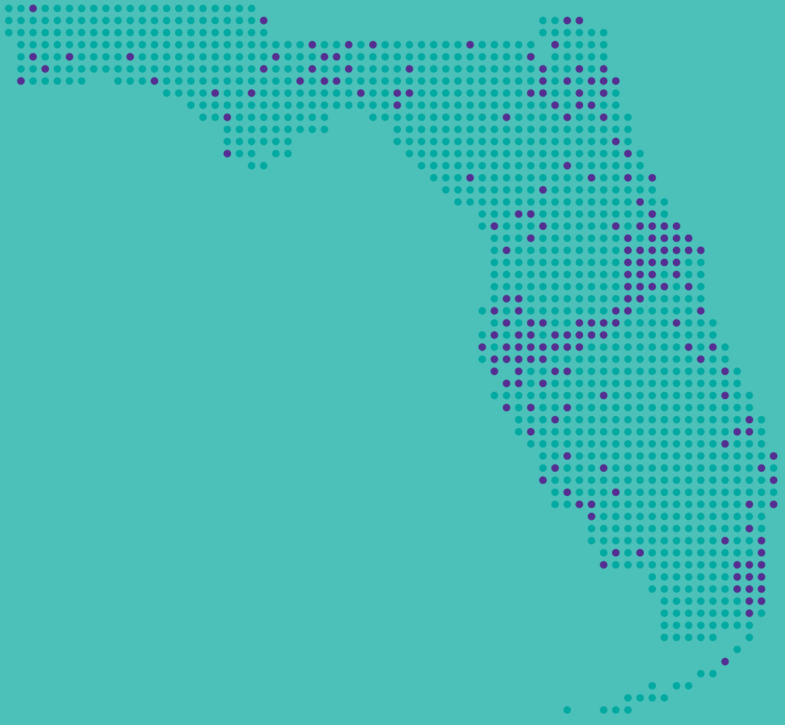 Map of Florida highlighted locations